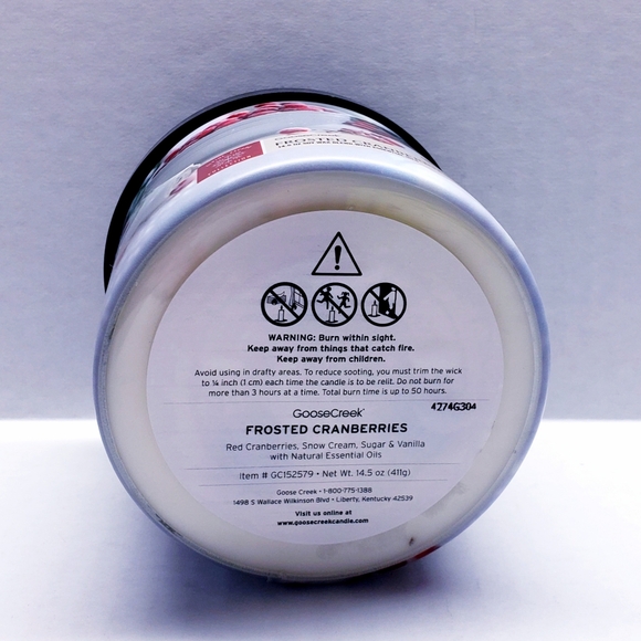 Goose Creek FROSTED CRANBERRIES Large 3-Wick Scented Candle, 14.5 oz - Picture 4 of 5